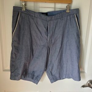 NWOT Hugo Boss Chambray Blue Flat Front Shorts